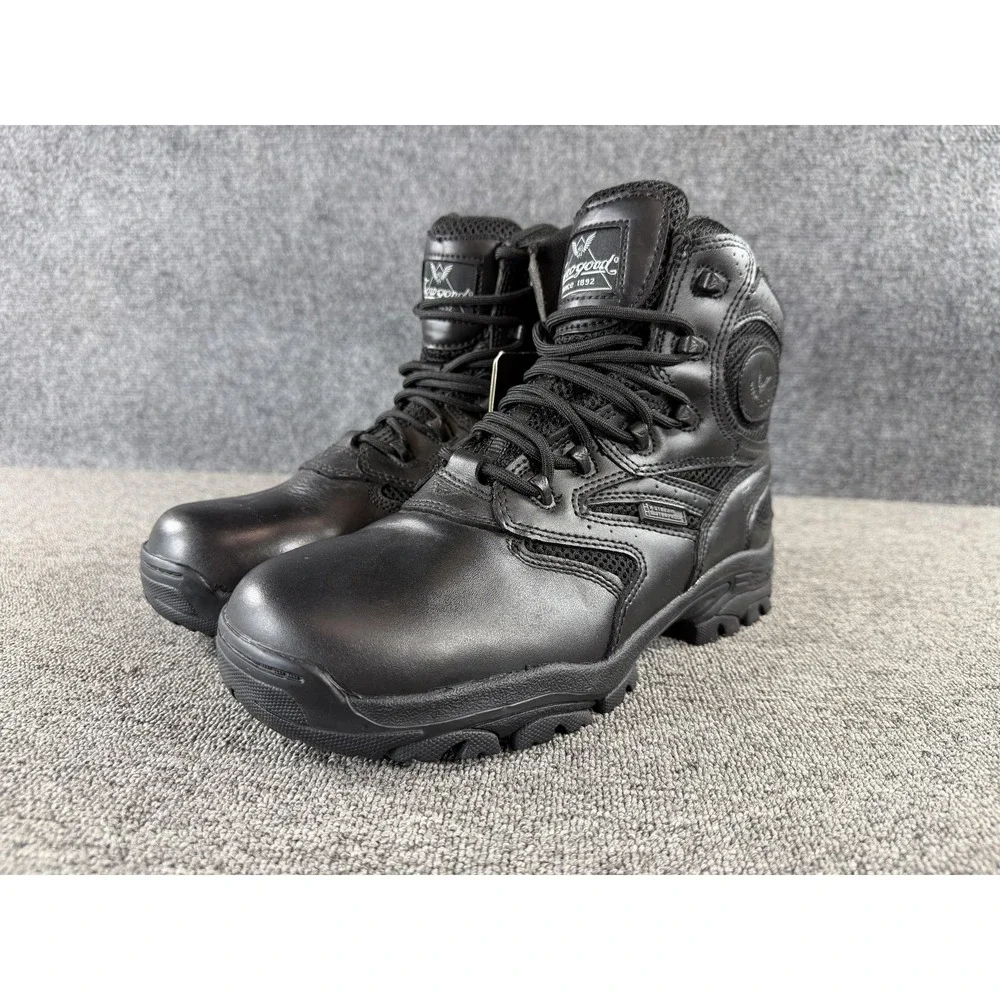 Thorogood Deuce Combat Work Boots Mens 9.5 Black Leather Side Zip Waterproof
